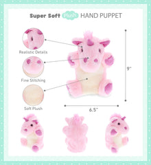 DolliBu Unicorn Plush Hand Puppet for Kids - Soft Plush Stuffed Animal Hand Puppet Toy for Puppet Show Games Puppet Theaters for Kids, Adult Cute Puppets Educational Toy to Teach Children & Toddlers