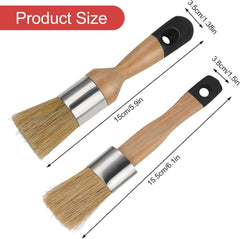 2 Pcs Chalk Paint Brush, Round Wax Paint Brush for Furniture Natural Bristles Stencil Brush Compatible with All Types of Chalk Paints for Painting or Waxing Home Decor DIY Art Crafts (Black)