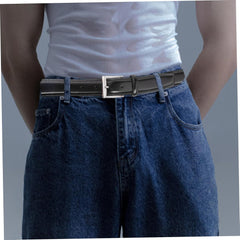 Mens Belt 47 Inch PU Leather Belt with Alloy Pin Buckle Minimalist Easy Matching Black Belt Men for Business, Gifts for Men,Mens Belt