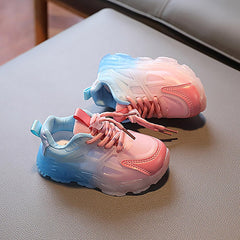 Kids Toddler LED Shoes Boys Girls Athletic Wear 𝐑esistant Running Shoes Lace up Air Cushion Wedge Sneakers (Pink, 7.5 Toddler)