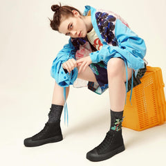 hash bubbie High Top Sneakers for Women Classic High Tops Canvas Shoes Lace up Women's Fashion Sneaker