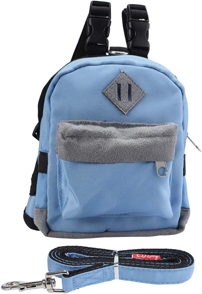 uxcell® LD Dog Authorization Dog Backpack Adjustable Straps Puppy Small Pet Carrier Holder Bag with Leash Rope for Outdoor Hiking Camping Blue, S