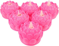 Uonlytech 6pcs Lotus Shaped Led Candle Light Buddha Lamp for Home Decor Creative Prayer Offering Ornament for Buddha Hall and Temple Decoration and Elegant Design