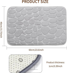 1pc Soft and Comfortable Memory Foam Bath Rug, Comfortable Cobblestone Bathroom Rug, Super Water Absorbent Bath Rug, Machine Washable Bathroom Mat, Non Slip Rug Shower Floor Bathmat-Silver Grey
