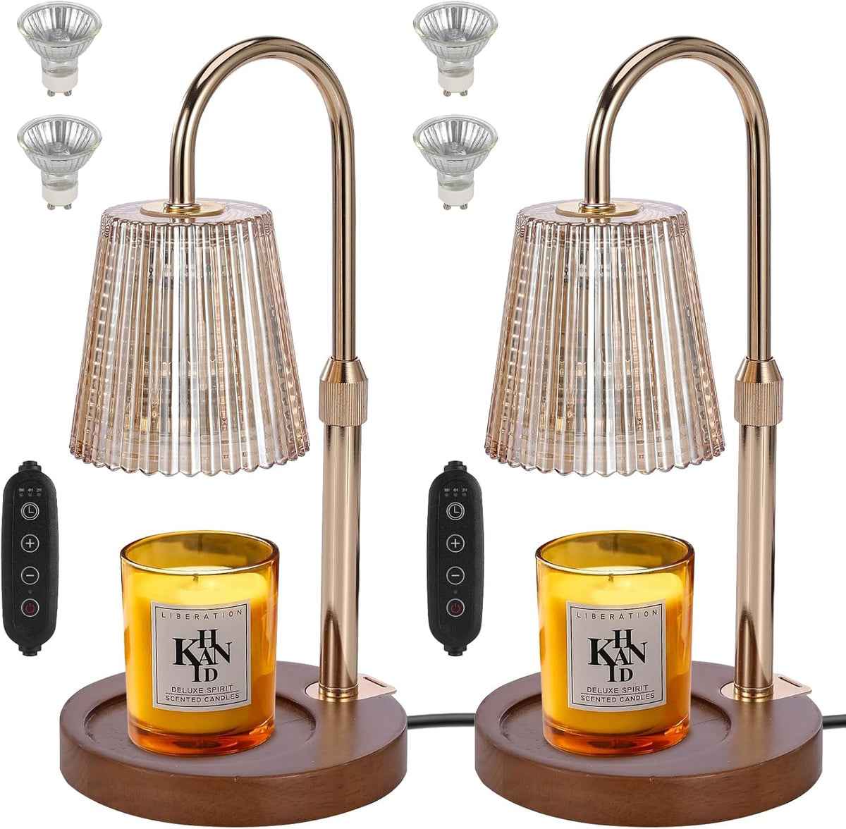 Electric Timer Candle Warmer Light,with Bracket Dimmable Candles Wax Glass Warmers Lamps for Jar Candles Burner No Flame Scented Melting Warming Lantern Adjustable Height(50W*4PCS) (2Pack-C)