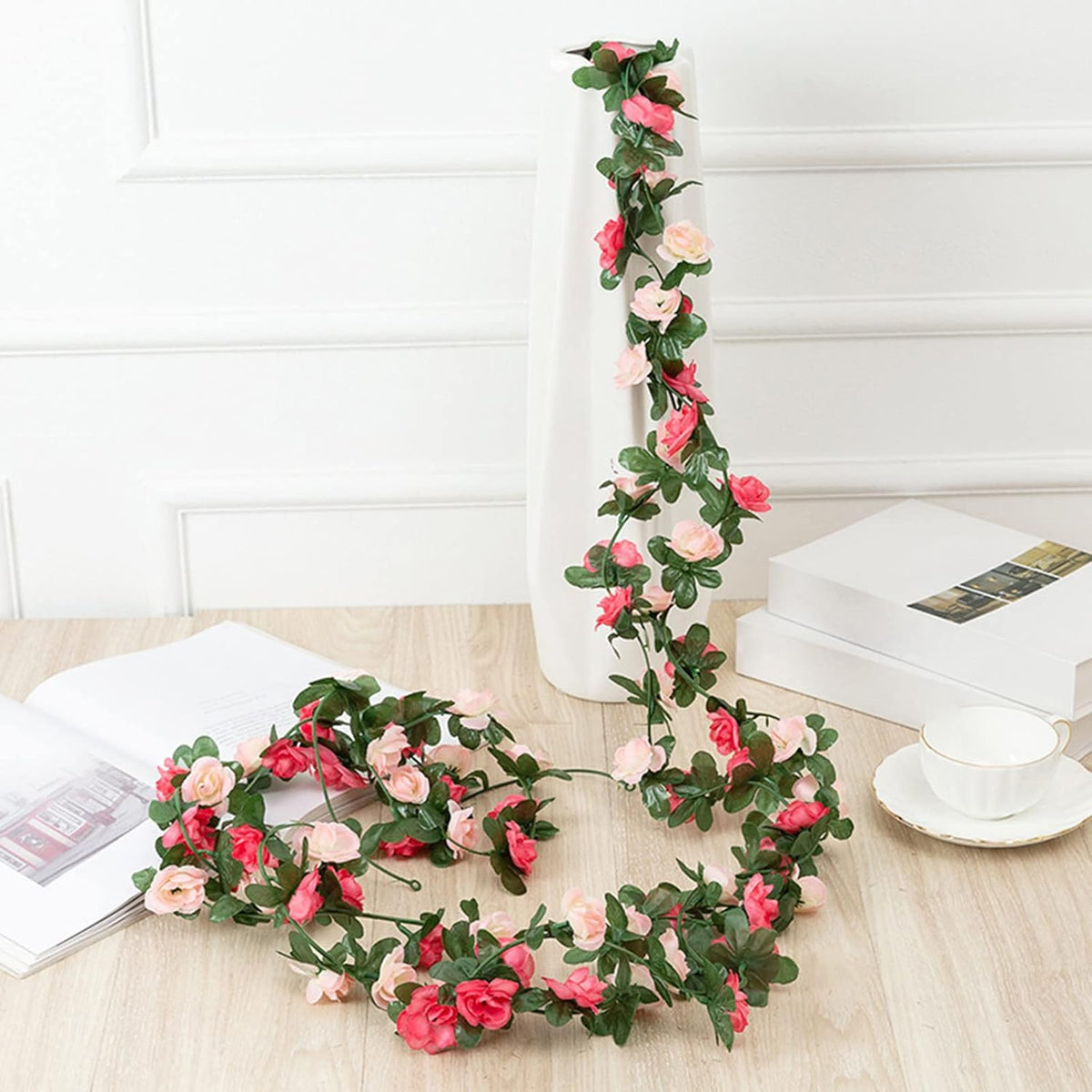 Spring Easter Artificial Flowers for Decorations Artificial Plants IndoorArtificial Peony Vine Flowers Garland Hanging Silk Plants Vine for Wedding Arch Party Garden Home Bedroom Office Wall(n200)