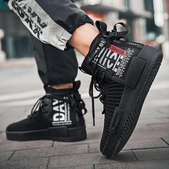 SANNAX Men's High Top Fashion Sneakers Lace Up Walking Shoes Breathable Running Shoes Casual Athletic Hip Hop Shoes for Men