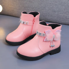 IWIHMIV Toddler Girl Winter Shoes Girls Ankle Boots Side Zipper Outdoor Booties Dress Walking Shoes Girls Ankle Boots