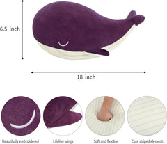 MUPI Whale Stuffed Animals Plush Pillow 4 Size Cute Soft Cotton Plushies Pillows Kawaii Blue Whale Toy Gifts for Kids Boys Girls Adults (Blue, 10 Inch)
