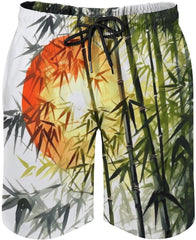 Men's Swim Trunks Trees Sun Beach Shorts Quick Dry Summer Bathing Suit Swimwear Beachwear with Pockets