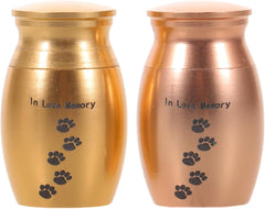 2pcs Small Pet Dogs Keepsake Urns Metal Memorial Ashes Holder with Paw Print Cremation Ashes Box for Pet Dog Loss Hair Tooth Storage Accessories