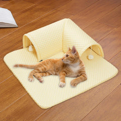 Cooling Bed Mat Cat Bed Multiuse Exercising Reversible Lightweight Removable Easy to Carry Clean Crate Mat Sleeping Pad, Yellow, 60x60x20cm