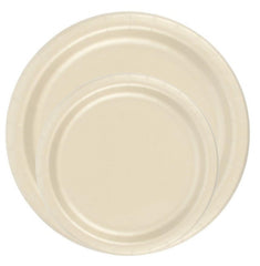 24 Plates 7" Paper Dessert Plates Wax Coated - Ivory