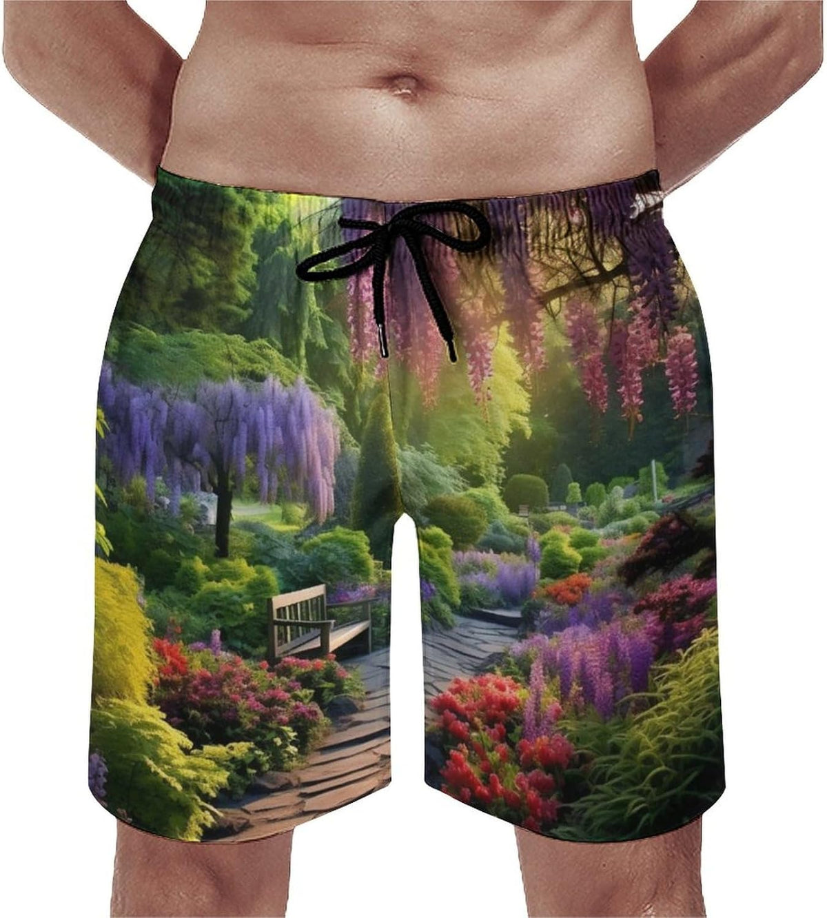 Men's Swim Trunks Beautiful Garden Beach Shorts Quick Dry Summer Bathing Suit Swimwear Beachwear with Pockets