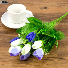 Artificial Flower Wedding Fake Plants 15 Heads Compatible with Wedding 1 Bouquet Blue