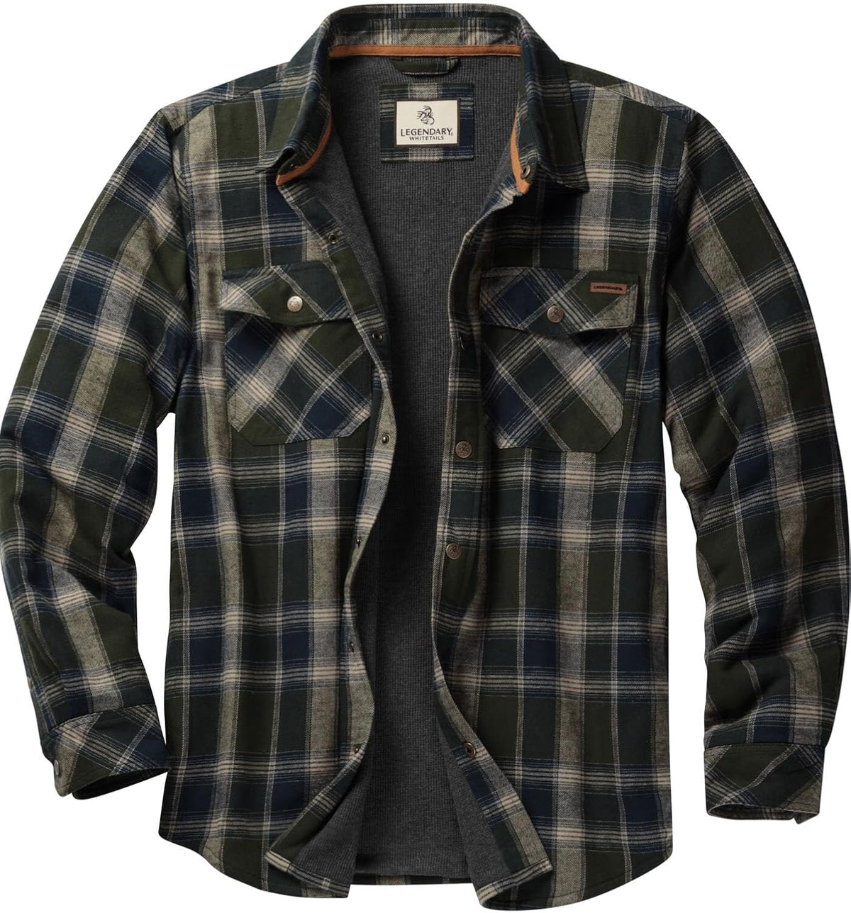 Legendary Whitetails Men's Thermal Lined Shirt Jacket Plaid Flannel Polyfill Insulated