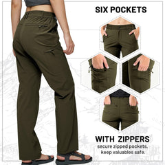 MIER Women's Quick Dry Cargo Pants Lightweight Tactical Hiking Pants with 6 Pockets, Stretchy and Water-Resistant