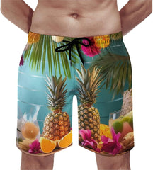 Men's Swim Trunks Tropical Party Beach Shorts Quick Dry Summer Bathing Suit Swimwear Beachwear with Pockets