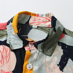 Toddler Summer Kids Boy Casual Clothes Short Sleeve Floral T Shirt Beach Shirt Tops Outwear Kids Top