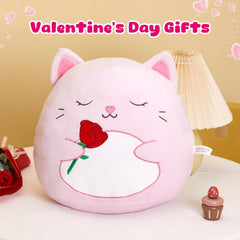 Athoinsu Cat Plush Pillow Soft Squishy Kitty Stuffed Animal Kawaii Toy Gifts for Kids Girls & Boys 12 Inch