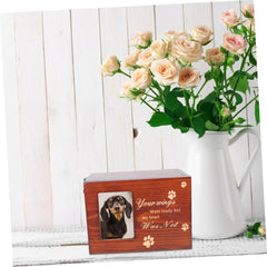 Mikikit Pet Urn Photo Frame Cinerary Casket for Dogs and Cats Keepsake Ash Box for Pet Memorials Design for Comforting Remembrance