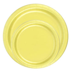 24 Plates 7" Paper Dessert Plates Wax Coated - Yellow