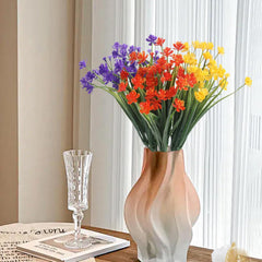 12Pcs Artificial Flowers Outdoor Decorations,Greenery Shrubs Plants Artificial Plastic Flowers UV Resistant No Fade Fake Flowers Indoor Outside Hanging Plants Home Garden Porch Decor colour mix