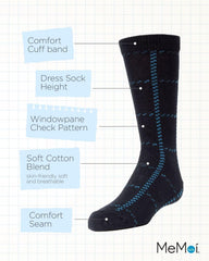 MeMoi Windowpane Plaid Boys Cotton Blend Dress Socks