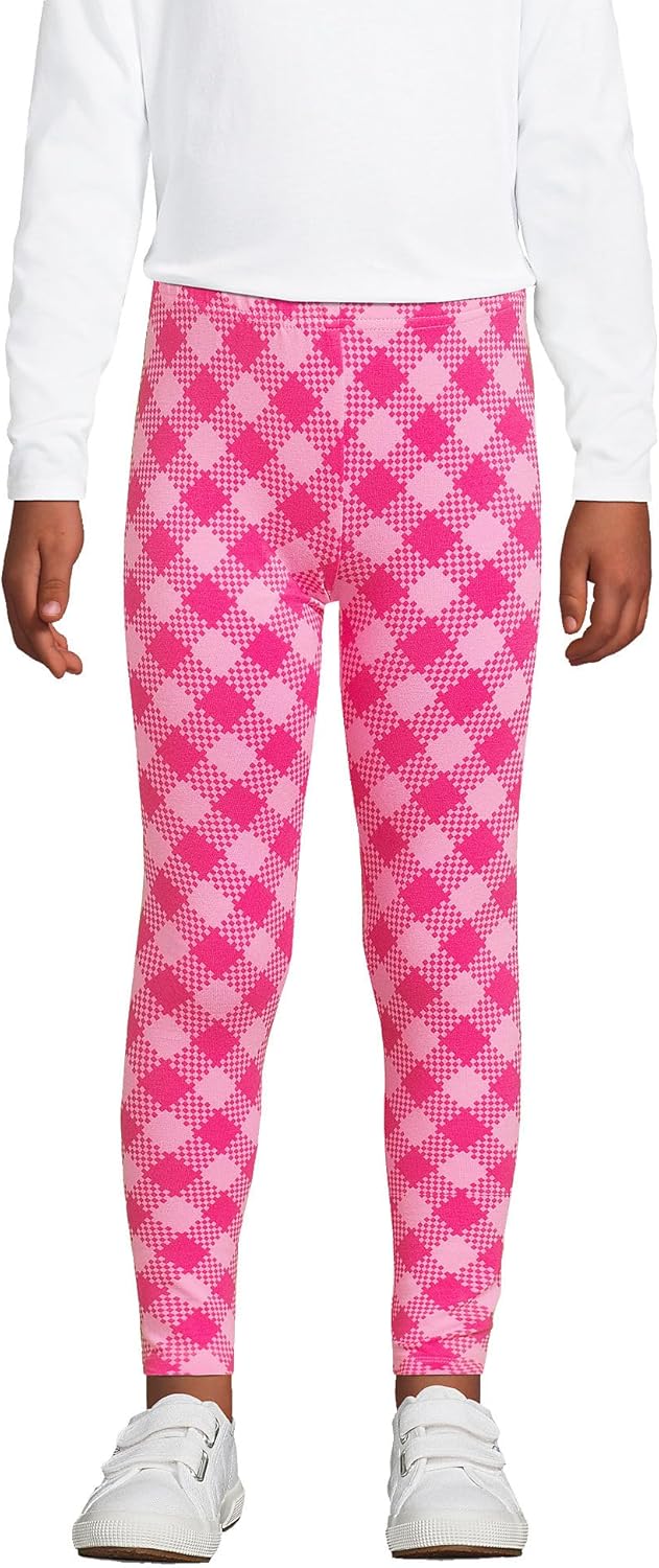Lands' End G Solid Ankle Legging Pink Gingham Kids X-Large