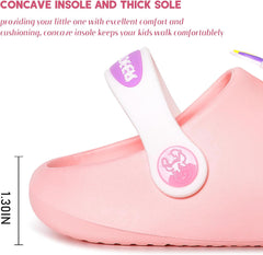 techcity Toddler Little Kids Slide Sandals Cute Summer Shower Beach Pool Slippers Thick Sole Slip On Sandals Water Shoes with Backstrap Boys Girls Clogs