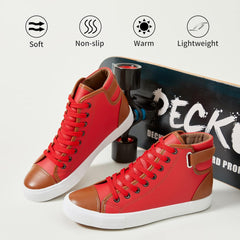 yageyan Men White high top Sneakers for Casual Black pu Leather Fashion Shoes for Men