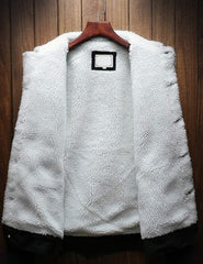 Omoone Men's Lapel Sherpa Fleece Lined Thicken Denim Jean Trucker Jacket Coats