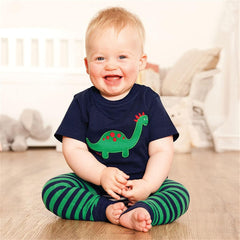 KAGAYD Children Cotton Soft Loose Tee Short Sleeve Round Neck Shirts Dinosaur Print Tops Clothes Boys Girls Casual Shirt