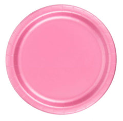 24 Plates 7" Paper Dessert Plates Wax Coated - Pink