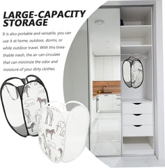 2pcs Foldable Laundry Basket Wheels Mesh Design Laundry Baskets for Wall Mount Clothes Storage for Bathroom