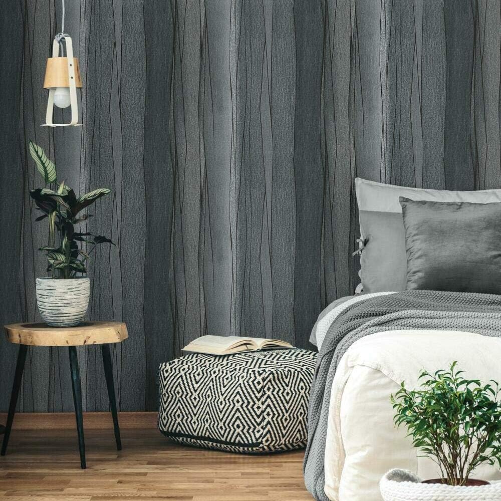 RoomMates RMK11693RL Gray and Black Making Waves Peel and Stick Wallpaper