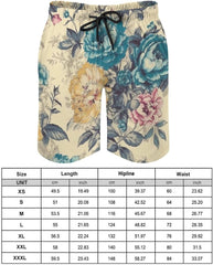 Men's Swim Trunks Bright Blue Flowers Beach Shorts Quick Dry Summer Bathing Suit Swimwear Beachwear with Pockets