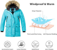 ZSHOW Girls' Hooded Puffer Jacket Water Winter Coat Outerwear Jacket Warm Parka