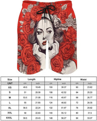 Men's Swim Trunks Hand Drawn Portrait Beach Shorts Quick Dry Summer Bathing Suit Swimwear Beachwear with Pockets