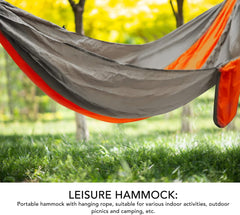 Portable Hammock Nylon Fabric Metal Rings Two Large LoadBearing Knot Reinforcement Outdoor Rocking Chair Wear for Camping Picnic
