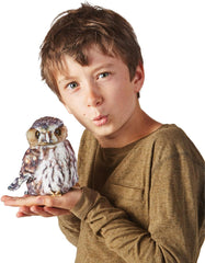 Folkmanis Pygmy Owl Hand Puppet, Brown, Black, White, Beige