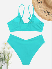 SherryDC Women's Cheeky V Cut Bikini Set Sexy 2 Piece Swimsuit String High Cut Bathing Suit