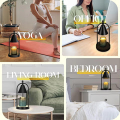 Candle Warmer Lamp with 2 Bulbs, Electric Candle Lamp Warmer with Timer, Dimmable Candle Melter for Scented Wax, Home Decor for Bedroom Living Room Decor