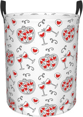 Love Happy Valentine Day Laundry Hamper Circular Laundry Basket Bin Dirty Clothes Bag Storage Basket Small