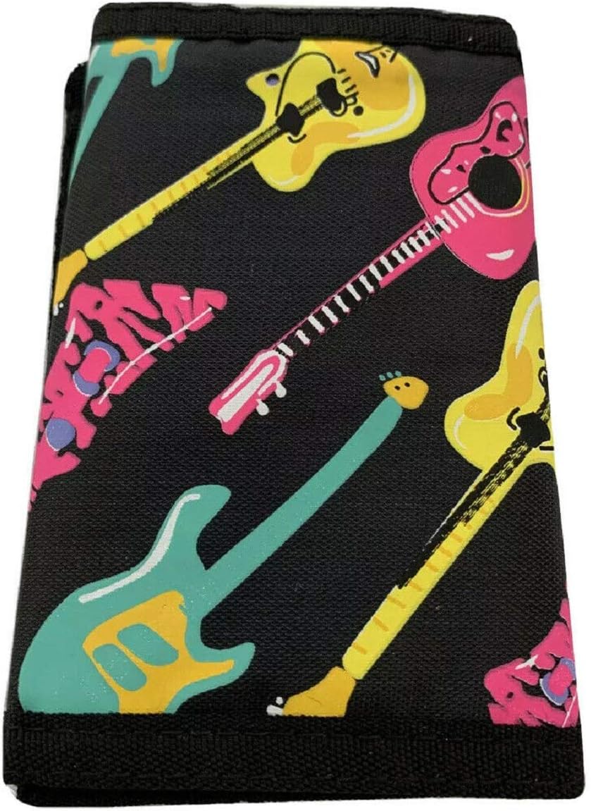 City Men's Guitar Tri-fold Wallet Black White