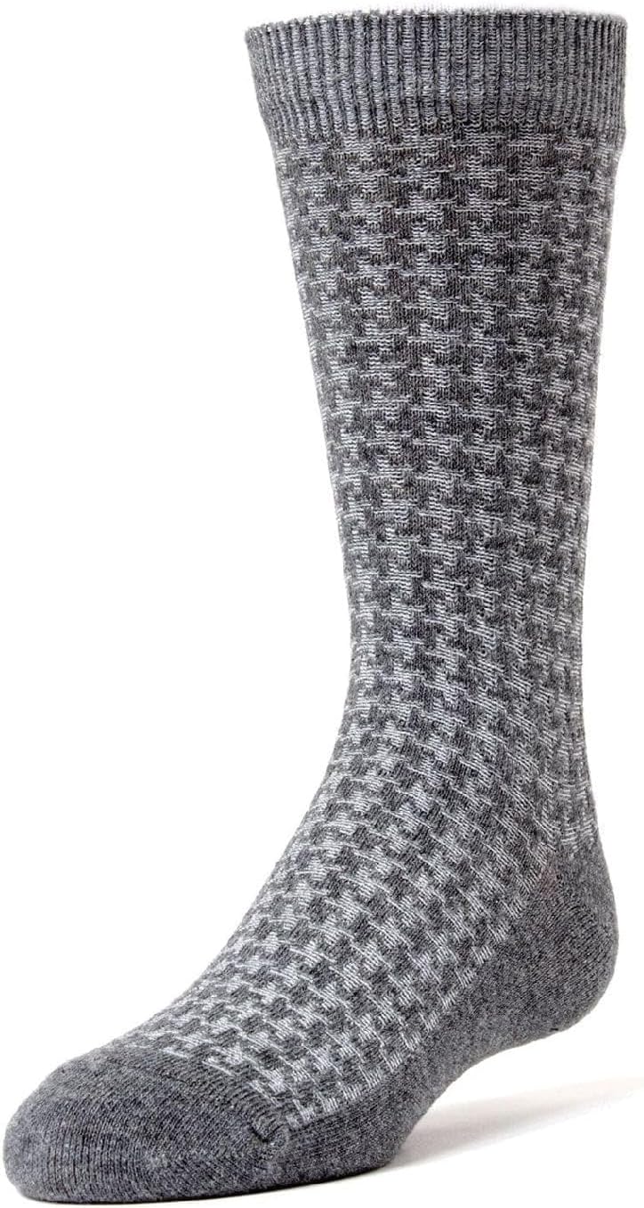 MeMoi Boys' Houndstooth Mercerized Cotton Dress Socks