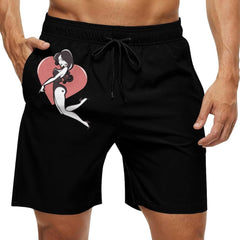 Pinup Girls Heart Mens Swim Trunks Quick Dry Beach Shorts Casual Sports Board Shorts Swimwear with Pocket