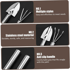 Garden Tool Set, 2psc Garden Shovel and Hand Rake Stainless Steel 3 Claw Tiller Heavy Duty Mini Tools for Succulent Plant, Weeding, Cultivating