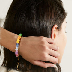 Colorful Abacus Bead Bracelet Bead Bohemian Style Summer Beach Bracelet Adjustable Simple Layered Bracelet for Women Natural Stone Gift