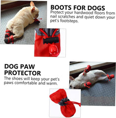 HANABASS 4Pcs Nonslip Pet Shoes for Christmas Durable Dog Boots Paw Protector for Winter Comfortable Foot Covers for Dogs for Abrasive Surfaces